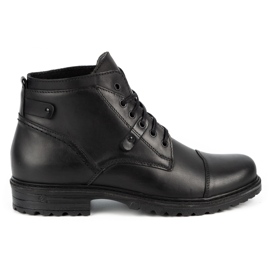 Olivier Bottes en cuir pour hommes Military Mpb noir