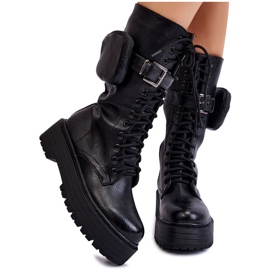 BM Bottes Bov pour femmes avec lacets de rein Noir Lillien