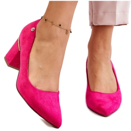 Escarpins à talons hauts en daim classiques avec embellissement Derren fuchsia rose