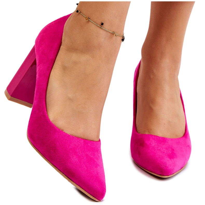 PS1 Escarpins En Daim Sur Un Talon À La Mode Fuchsia Estellia rose