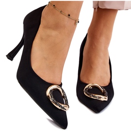 PS1 Talons hauts élégants avec une décoration précieuse noire à la mode