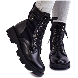 PG1 Bottes Trappeur À Lacets Pour Femmes Avec Réchauffement Noir Nomi