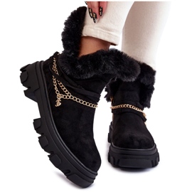 PM1 Bottes Femme En Daim Avec Chaîne Décorative Noir Respecto le noir