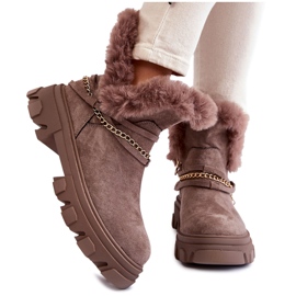 PM1 Bottines en Daim pour Femme avec Chaîne Décorative Marron Clair Respecto brun