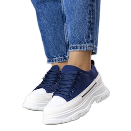 Navy High Platform Sneakers de Lavaris bleu