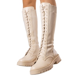 BM Bottines à lacets beiges de Monren