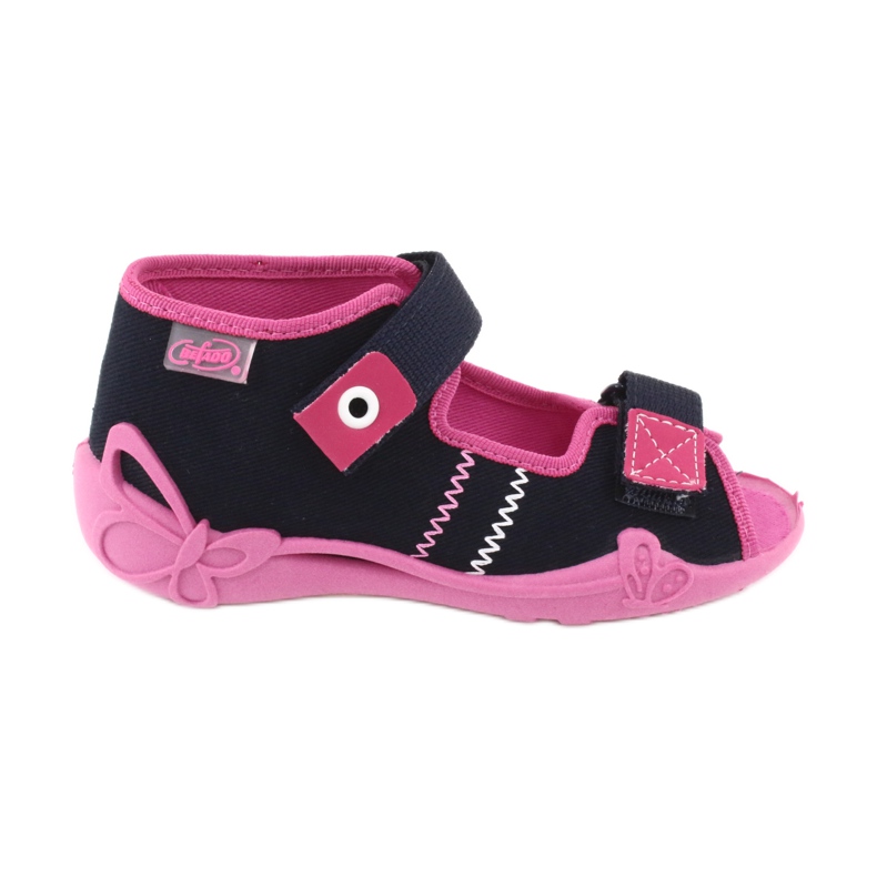 Chaussons fille navets Befado 242p056 bleu marine rose