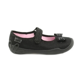 Chaussures enfant Befado, chaussons ballerines 114x240, noires avec nœud le noir