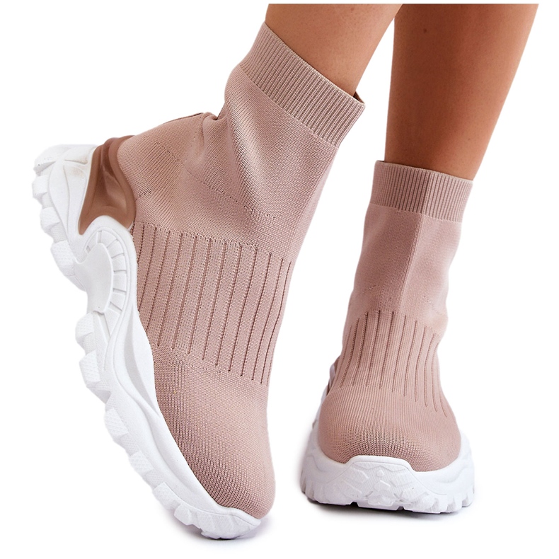 BM Baskets Chaussettes Hautes Femme Beige Jovie