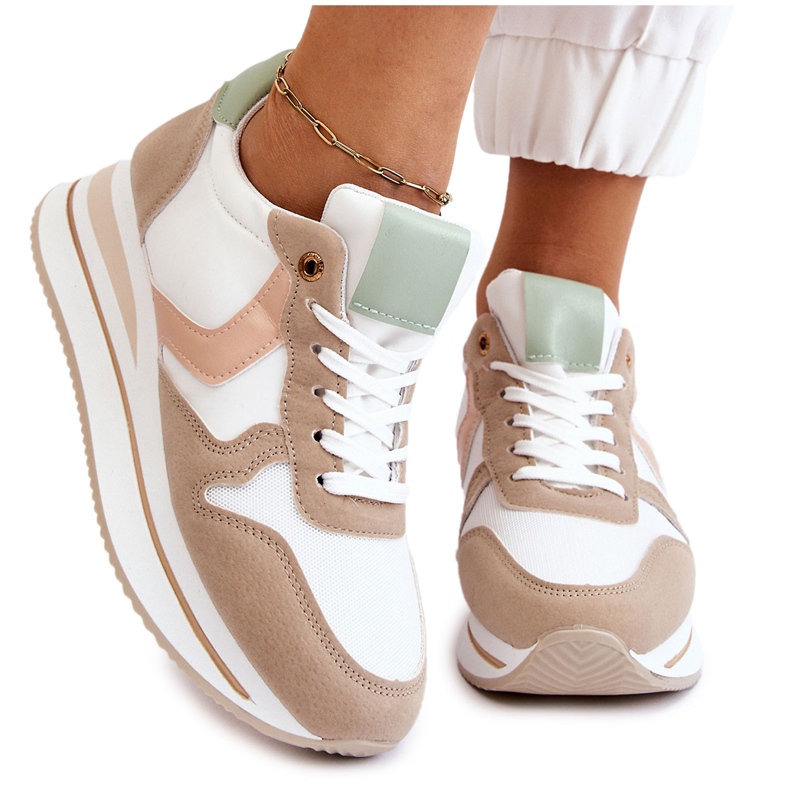 PG1 Chaussures De Sport Compensées Femme Blanc Et Beige Neva blanche PG1 Chaussures De Sport Compensées Femme Blanc Et Beige Neva blanche