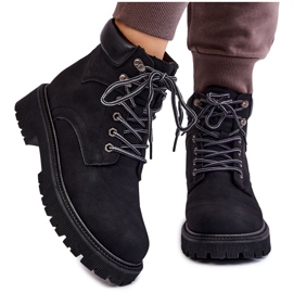 PG1 Bottes de trappeur isolées pour femmes noires à lacets à mi-hauteur