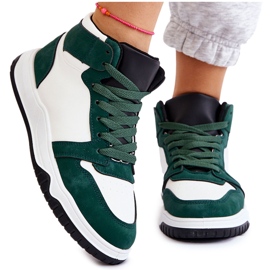 BM Chaussures de sport hautes pour femmes Baskets Blanc-Vert Rumeur