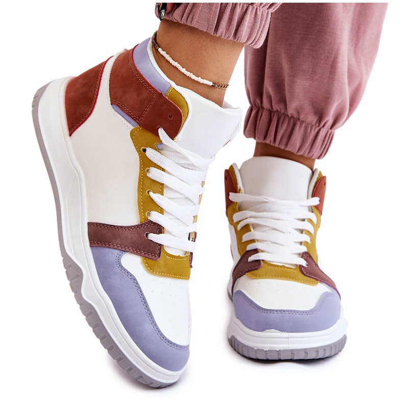 BM Chaussures de sport hautes pour femmes Baskets Multicolore Rumor blanche violet BM Chaussures de sport hautes pour femmes Baskets Multicolore Rumor blanche violet
