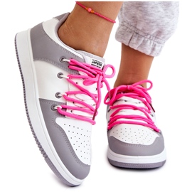 Baskets Classiques Double Lacets Femme Blanc-Gris Jella blanche
