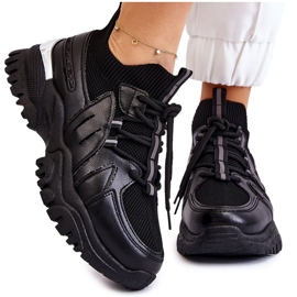 BM Chaussures de Sport Sock Slip-On Femme Noir Berna