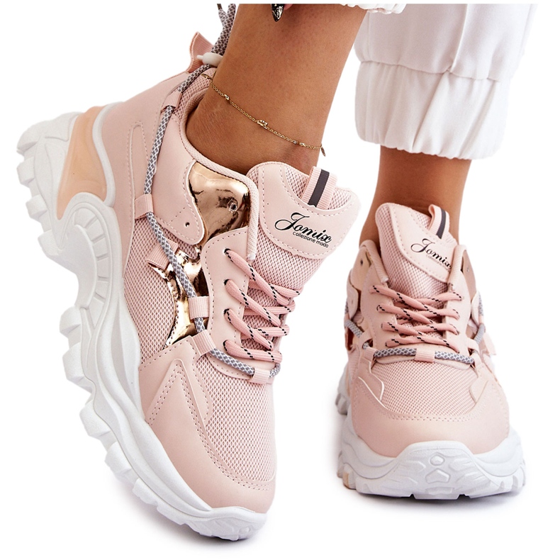 PA1 Chaussures De Sport Pour Femme Lacées Sur La Plateforme Rose Minea PA1 Chaussures De Sport Pour Femme Lacées Sur La Plateforme Rose Minea