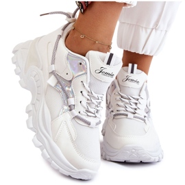 PA1 Chaussures De Sport Pour Femme Lacées Sur La Plateforme Blanche Minea