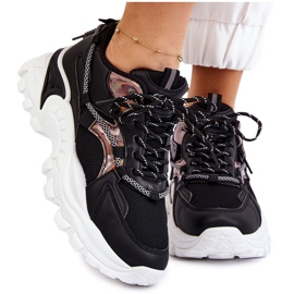 PA1 Chaussures De Sport Pour Femme Lacées Sur La Plateforme Noir Minea le noir