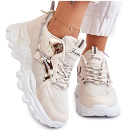 PA1 Chaussures De Sport Pour Femme À Lacets Sur La Plateforme Beige Minea PA1 Chaussures De Sport Pour Femme À Lacets Sur La Plateforme Beige Minea