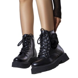 Bottes isolées noires avec fourrure de Dixie le noir