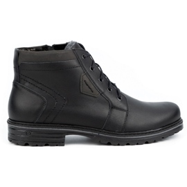 Polbut Bottes d'hiver en cuir pour hommes J34S Noir avec gris