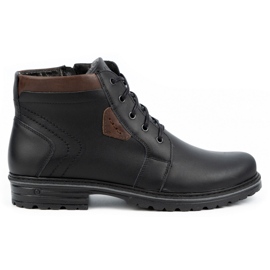 Polbut Bottes d'hiver en cuir pour hommes J34S Noir avec marron brun