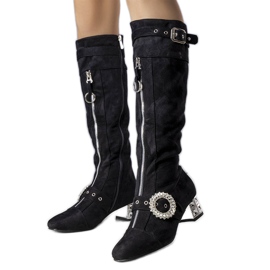 PA1 Bottes noires à talons Carats le noir