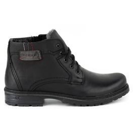 Polbut Bottes d'hiver en cuir pour hommes J35S noir avec gris