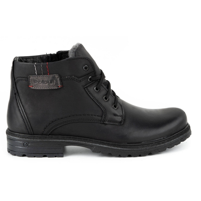 Polbut Bottes d'hiver en cuir pour hommes J35S noir avec gris le noir Polbut Bottes d'hiver en cuir pour hommes J35S noir avec gris le noir