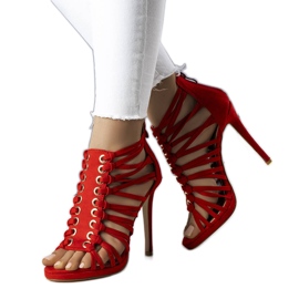 BM Sandales à talons Pompis rouges BM Sandales à talons Pompis rouges