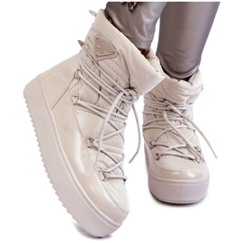 PM1 Bottes De Neige À Lacets À La Mode Pour Femmes Beige Clair Carrios PM1 Bottes De Neige À Lacets À La Mode Pour Femmes Beige Clair Carrios