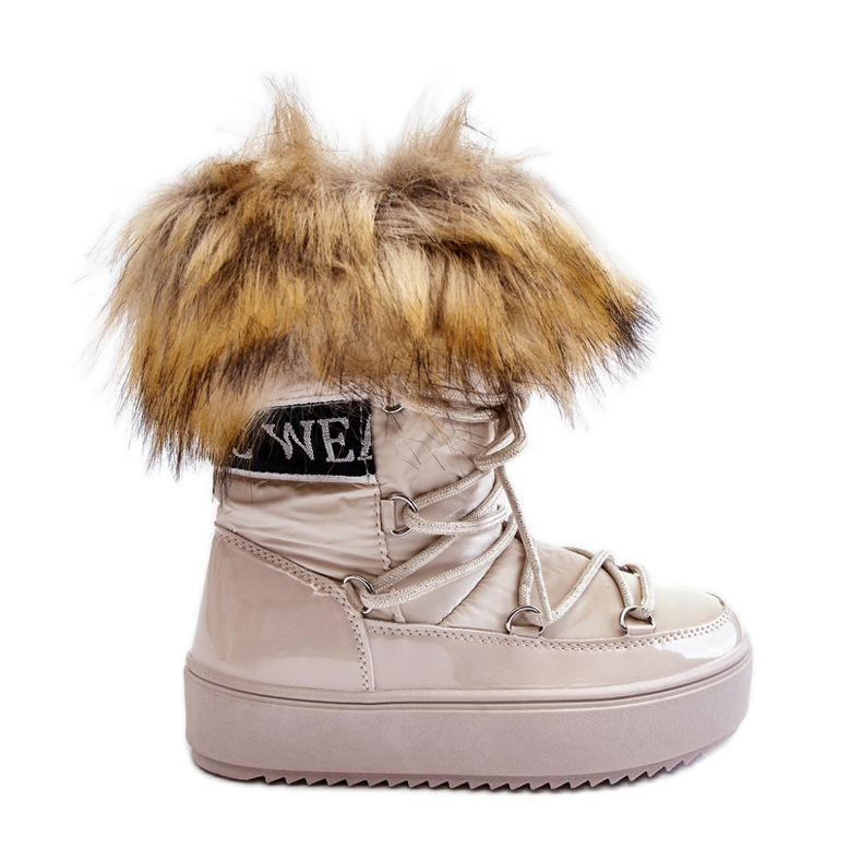 Bottes De Neige Isolées À Lacets Enfant Beige Colioris brun