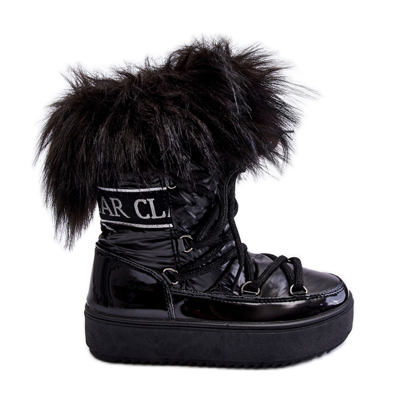 PM1 Bottes de Neige Isolées Enfant Lacets Noir Colioris le noir