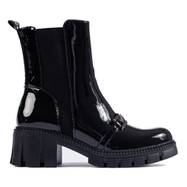 W. Potocki Bottines Jodhpur laquées femme Potocki noir le noir