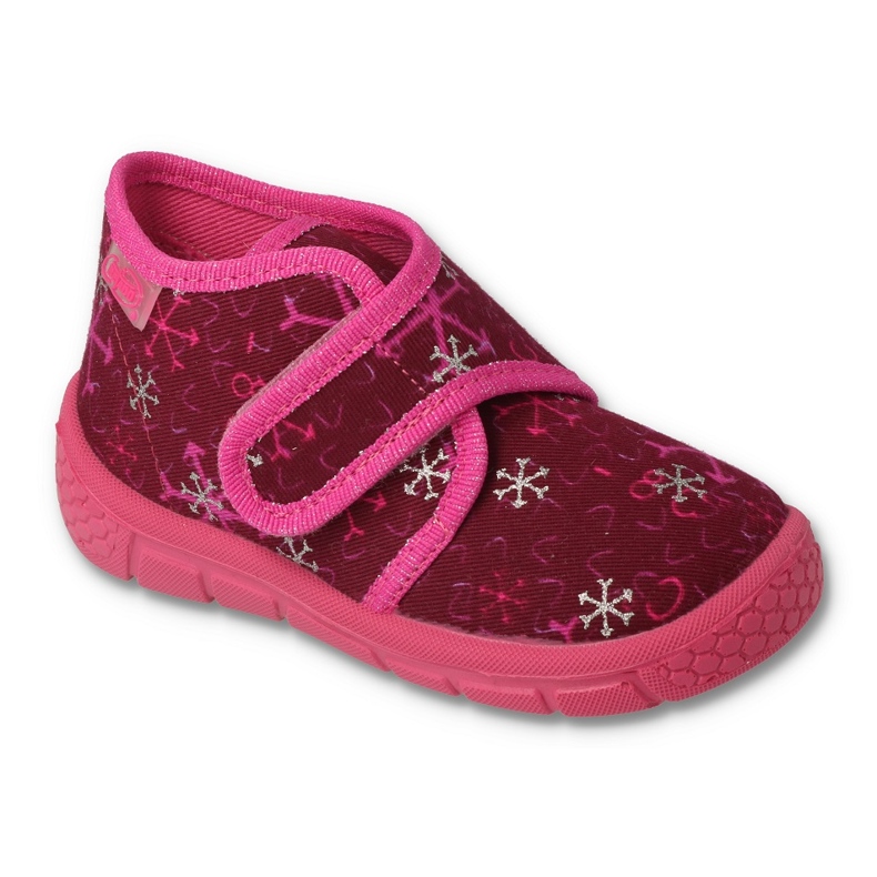 Slippers pour enfants de Befado 538p106 rose dans les flocons de neige