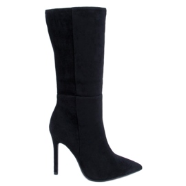 BM Bottes à talons hauts en daim classiques Marissa Noir le noir