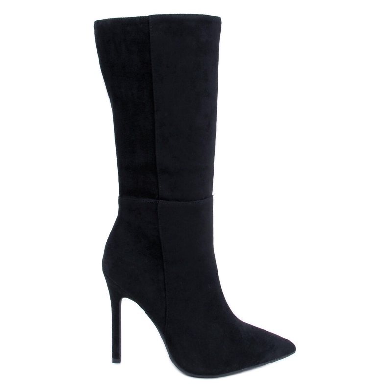 BM Bottes à talons hauts en daim classiques Marissa Noir le noir