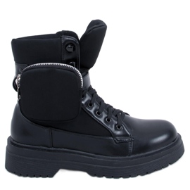 PA1 Bottes militaires avec une pochette Baku Black le noir