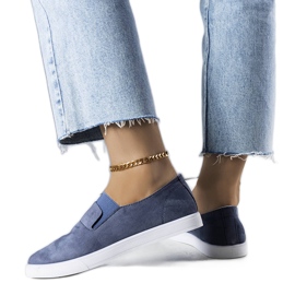 PA1 Baskets en daim écologique bleu Jamal