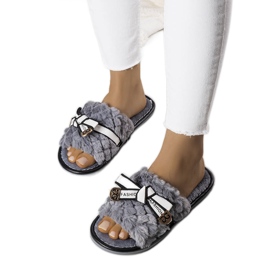 BM Pantoufles grises avec un noeud de Peter BM Pantoufles grises avec un noeud de Peter