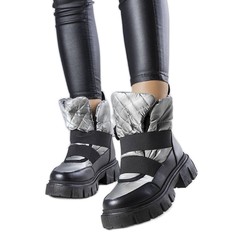 Bottes de neige à enfiler isolées grises de Francisco le noir Bottes de neige à enfiler isolées grises de Francisco le noir