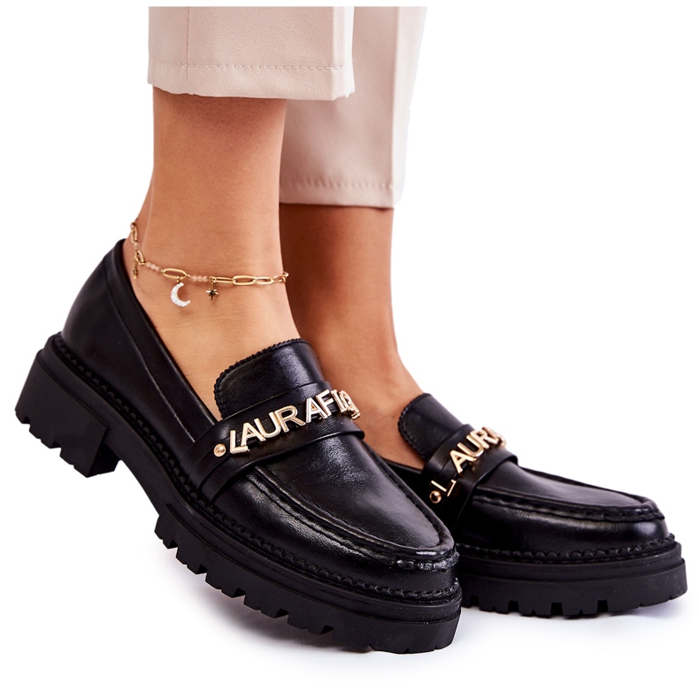 Mocassins Cuir Lettres La.Fi 210001B-PU Noir le noir