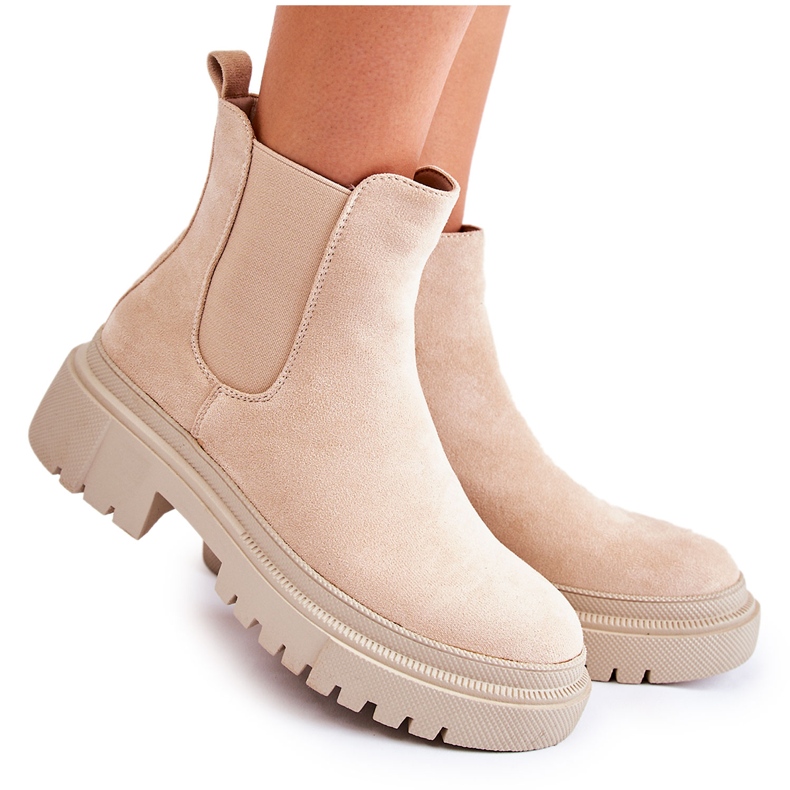 PS1 Bottines à enfiler en daim beige Lorea