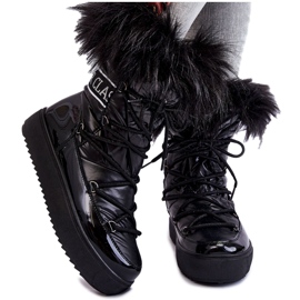 PM1 Bottes de neige à lacets pour femmes Noir Santero