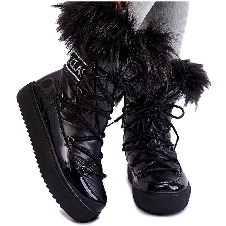 PM1 Bottes de neige à lacets pour femmes Noir Santero le noir