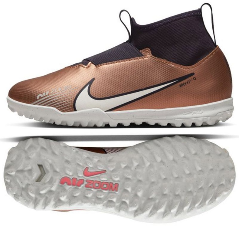 Nike Zoom Mercurial Superfly 9 Academy Qatar Tf Jr DR6053 810 chaussures de football or, bronze d'or