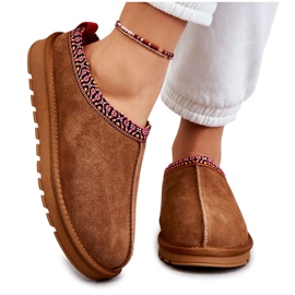 Chaussons Femme Daim Fourrure Camel Buffie brun