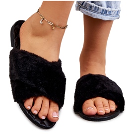 Talons Plats Pour Femmes Avec Fourrure Noir Lussie
