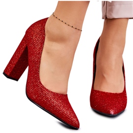 Escarpins brillants sur talon Elmira rouge