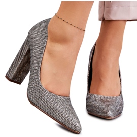 PA1 Escarpins Brillants Sur Un Talon Argent-Or Elmira brun